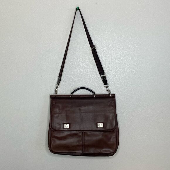 JOHNSTON AND MURPHY Brown Leather Briefcase - Picture 1 of 16